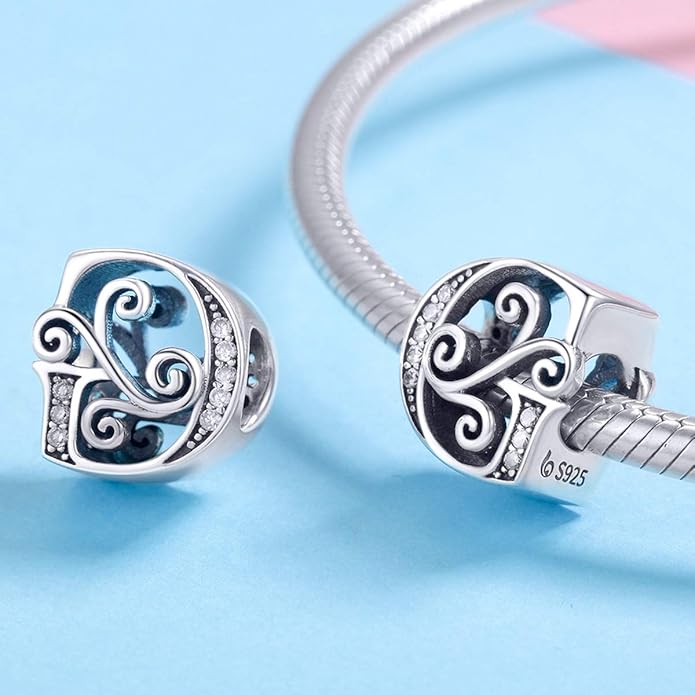 925 Sterling Silver Letter Charms for Pandora Bracelets Alphabet Initial Charms Beads Birthday Christmas Jewelry Gift for Women
