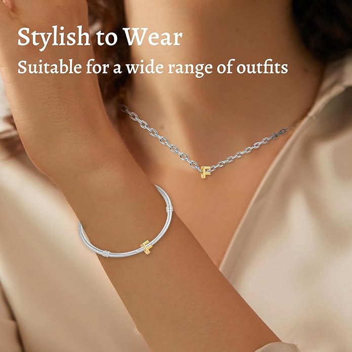 S925 A-Z 14K Gold Plated Initial Letter Alphabet Charms for Pandora Bracelets and Necklaces Women, Gifts for Couple Family Friend on Birthday Anniversary Christmas Mothers Valentine's Day Grad