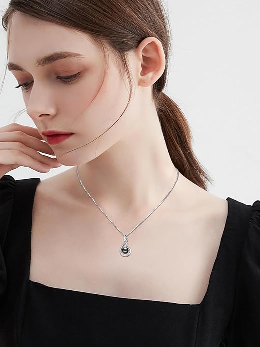 KANNSOAR Tahitian Black Pearl 18K White Gold Plated Sterling Silver Heart Pendant Necklace for Women Wife Mom Girlfriend Valentine Jewelry Gift for Mother Day Wedding Anniversary Birthday