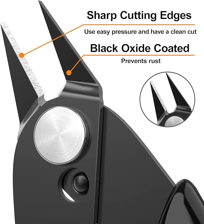 BOENFU Small Wire Cutters 10 Pack 5 Inch Flush Cutters Zip Tie Cutters Small Side Cutter for Jewelry Making, Electronics, 3d Print, Plastic Models, Black