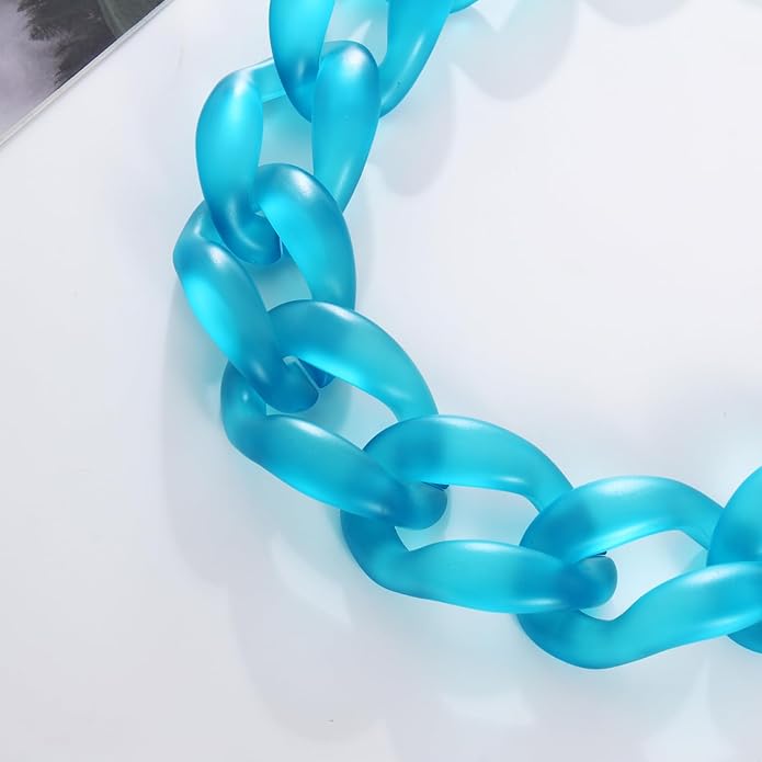 Firstmeet Chunky Acrylic Necklace Smooth Chain Link Cool Statement Choker Cuban Style Jewelry Gift for Women