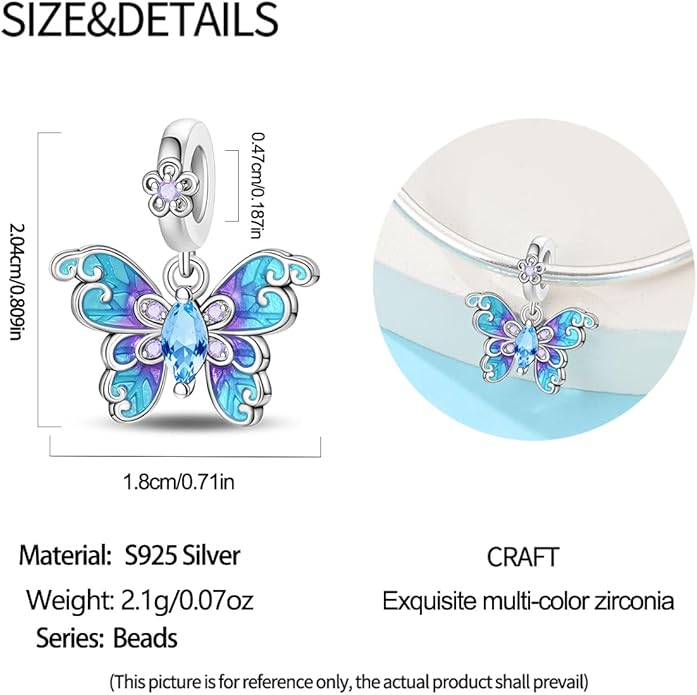 HONGRUI 925 Sterling Silver Charm for Bracelets Necklace Fashion Heart Bow Flower Family Butterfly Pendant Bead Charm for Women Festival jewelry gifts