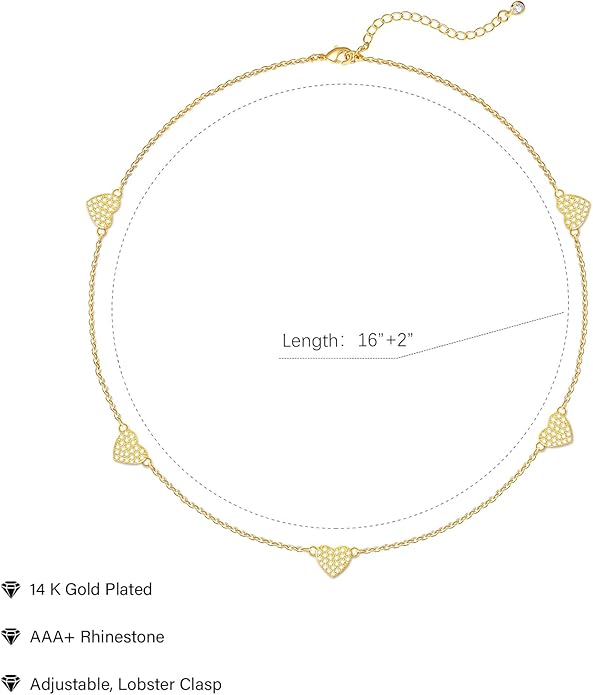 Airmb Cute Heart Necklace for Women Gold/Silver Plated Heart Pendant Choker Necklaces Tendy Love Heart Chain Necklace Dainty Gold/Silver Necklace Jewelry Gifts for Women