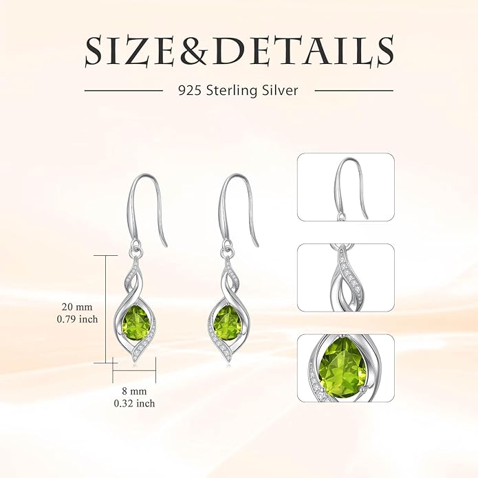 HPQQ Birthstone Earrings for Women 925 Sterling Silver Infinity Love Jewelry Valentines Day Birthday Gifts for Her Mom Wife Girlfriend