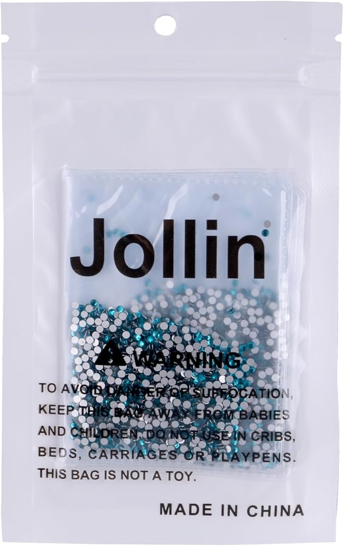 Jollin Glue Fix Crystal Flatback Rhinestones Glass Diamantes Gems for Crafting Nail Art Crafts Decorations Clothes Shoes 2.0mm (ss6 2880pcs, Blue Zircon)