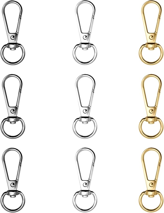 12pcs Swivel Push Gate Snap Hooks Clasps for DIY Crafts Keychain Clip Purse Handbag Making Accessories (Medium(38mm),Multicolour)