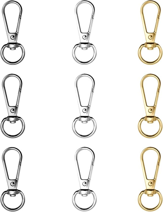 12pcs Swivel Push Gate Snap Hooks Clasps for DIY Crafts Keychain Clip Purse Handbag Making Accessories (Medium(38mm),Multicolour)