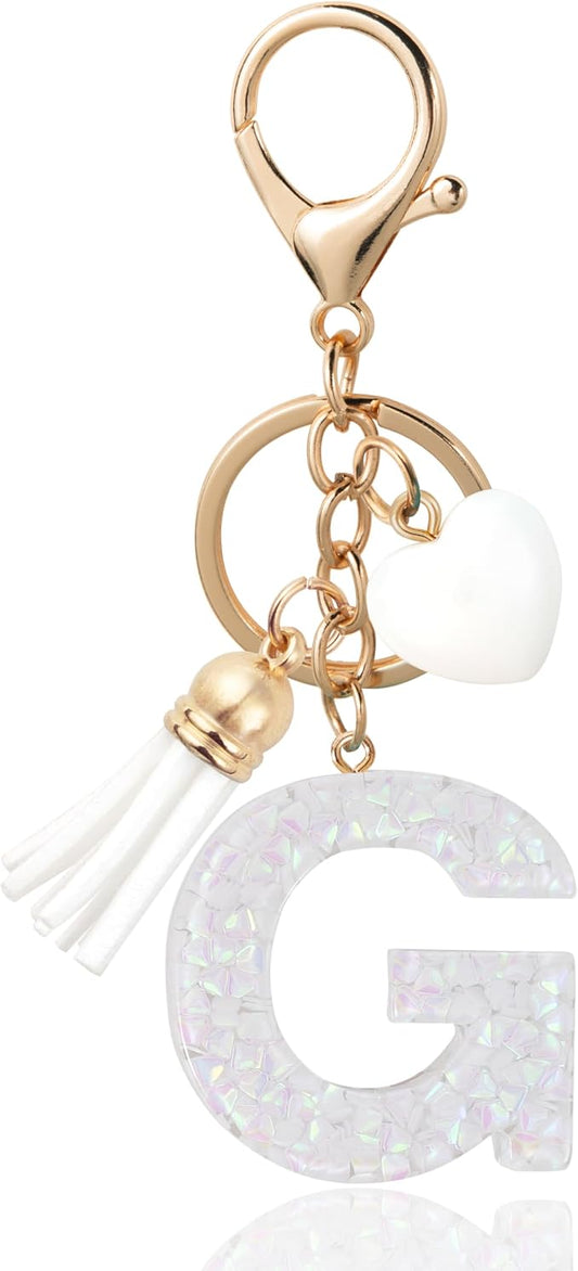 Alphabet Initial Letter Keychain Cute Heart Resin - Letter Keychain for Backpack Charms - Initial Keychains for Women