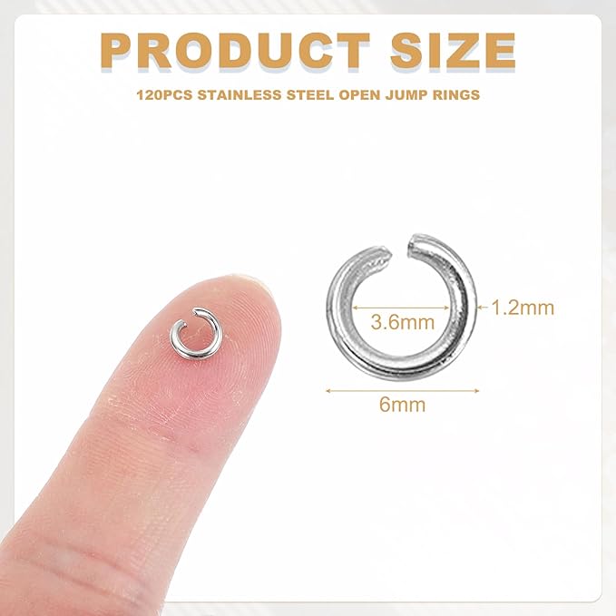uxcell 120pcs Open Jump Rings, 6mm Stainless Steel Split O Rings 1.2mm Thick Connector Ring for Bracelet Necklace Pendant Jewelry Keychain DIY Craft Making, Silver