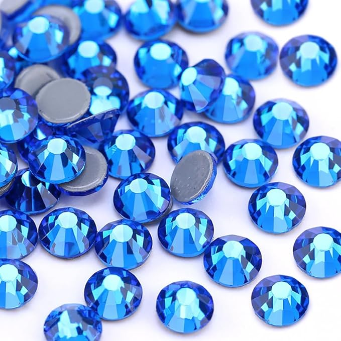 Hot Fix Crystal Flatback Rhinestones Glass Diamantes Gems 2.8mm(10ss 2880pcs, Capri Blue)