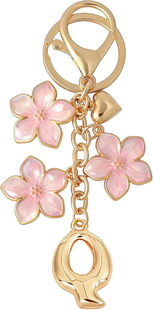 Snycler Bubble Initial Keychain Graceful Flower for bags car remote–A-Z Letter Charms for Women