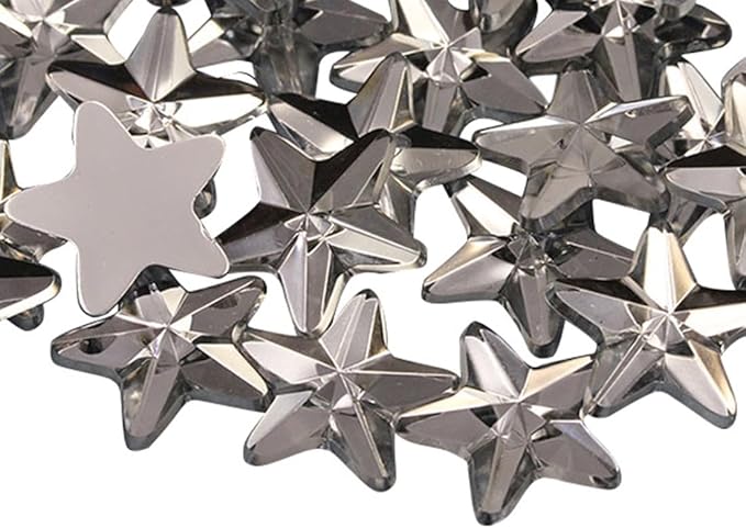 Allstarco Star Rhinestones Embelishments 15mm Flat Back Acrylic Plastic Gems for Jewelry, Crafts, Costumes, Invitations, Cosplay - 35 Pieces (Crystal Clear H102)