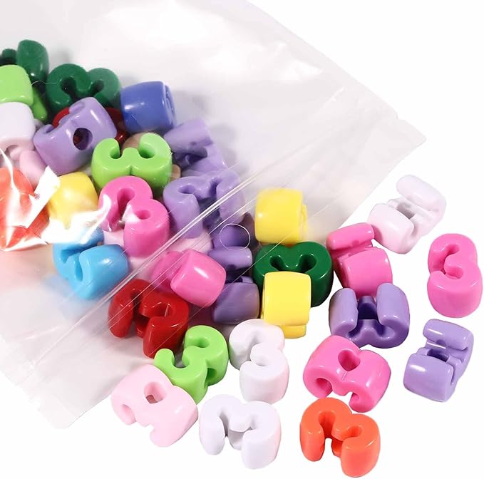 40 PCS Number Beads 3D Focal Bead Acrylic Loose for Jewelry Making Bracelet Necklaces Keychain Phone Bag Chain Key Chains (Mixed Color 3)
