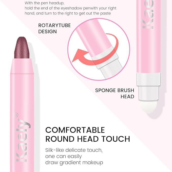 Kaely 2in1 Cream Eye Shadow Brightener Sticks for Eyes, Pencil Eyeshadow Applicator Stick Waterproof Pigmented, Eye Shadow Palette Highlighter Makeup, sombras para ojos, 26 Orchid Shimmer