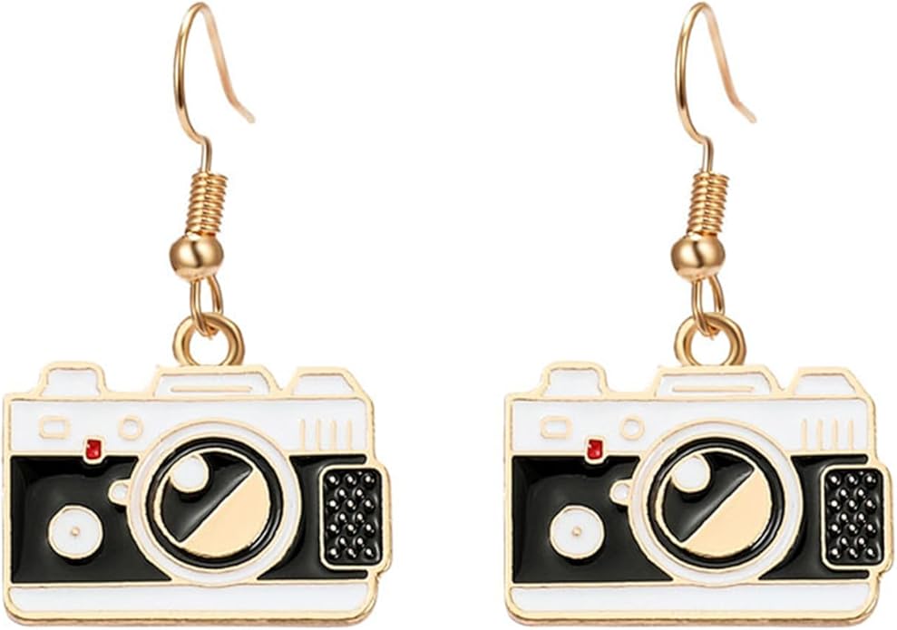 coadipress Camera Earrings for Women Fashion Personalized Retro Classic Gold Plated Miniature Photographer Dangle Drop Charm Earrings Travel Jewelry Photography Gifts