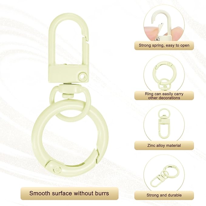 30-Pack Lobster Claw Clasp, Zinc Alloy Swivel Trigger Snaps Spring Clasps Hooks for Keychain Buckle/Lanyard/Straps/Purse, Spring Clasps Clips [Beige]