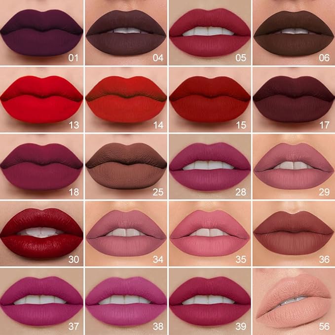 evpct 1Pcs Dark Plum Purple Matte Lip Liner and Liquid Lipstick Stain Makeup Set for women, Plum Red Long Lasting Smudge Proof Lipstick labiales matte mate larga duracion listip 24 hours originales,18