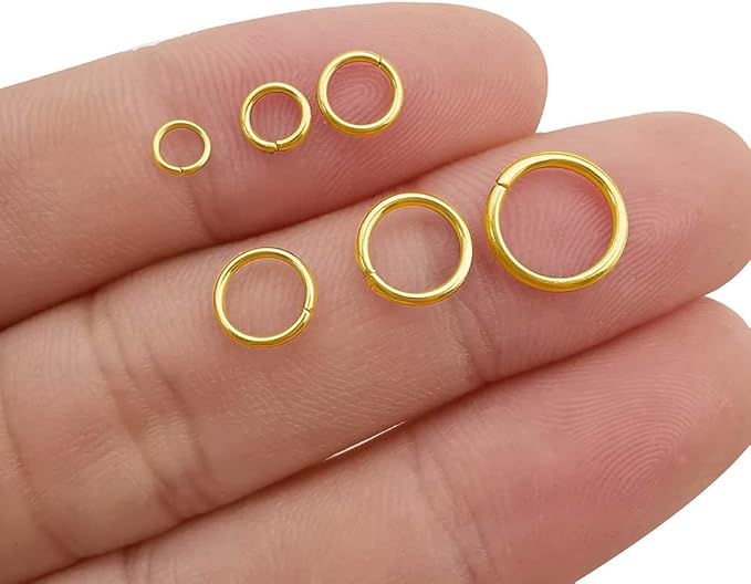 100 pcs Gold Plated Stainless Steel Split Rings Jump Rings Connector Rings for Jewelry Making Necklaces Bracelet Earrings Keychain DIY Craft (13302-Gold, 10mm)