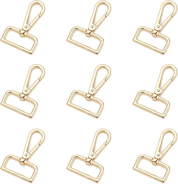 9 Pcs D Ring Swivel Lobster Claw Clasp Push Gate Snap Hooks Trigger Clips for DIY Crafts Keychain Purse Handbag Making,1-1/4 Inch Glod