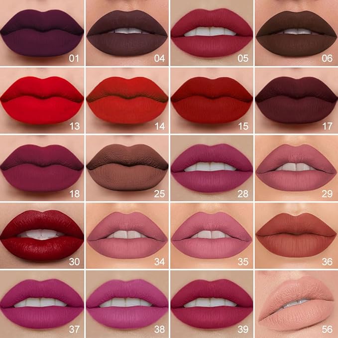 evpct 1Pcs Reddish Brown Matte Lip Liner and Liquid Lipstick Stain Makeup Set for Women, Cranberry Red Long Lasting Smudge Proof Lipstick labiales matte mate larga duracion listip 24 hours originales