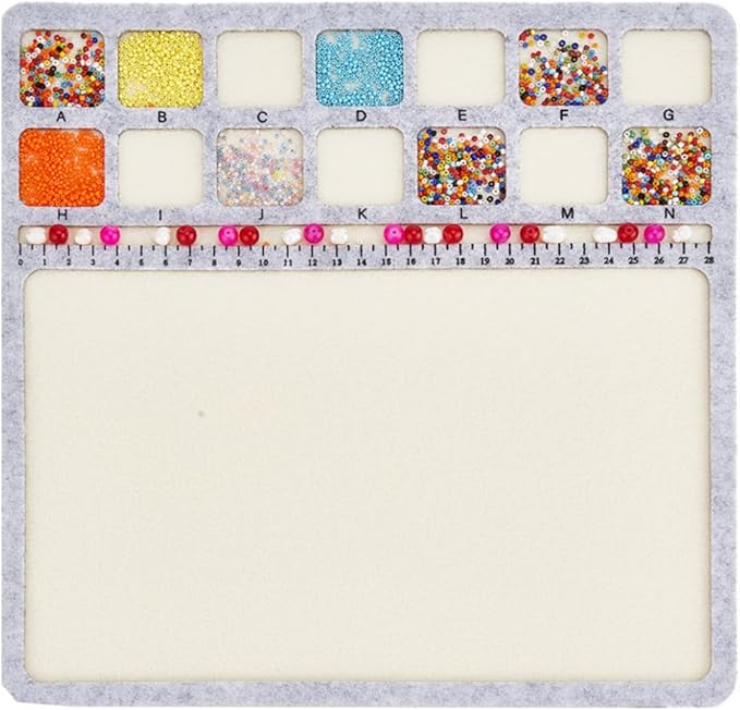 BENECREAT Square Felt Bead Design Boards, Medium Felt Beading Mat with Centimeter Alphabetic Scale Beads Tray Bead Pads for Art Crafts Jewelry Making Beading Supplies, 11.8x11.8inch
