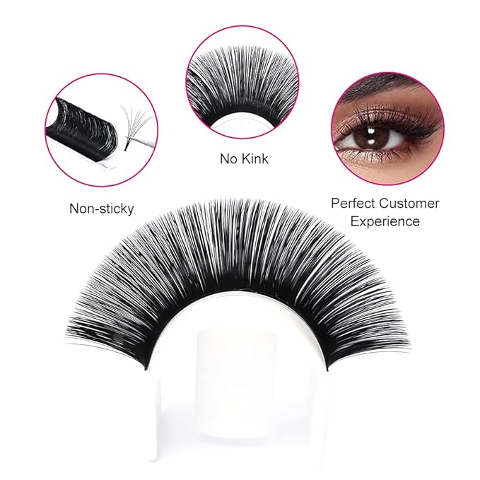 Lash Extension D Curl 0.10 Easy Fan Volume Lashes Mixed Tray Blooming Volume Lash Extensions Black Self Fanning Eyelash Extensions (0.10-D, 8-14mm)