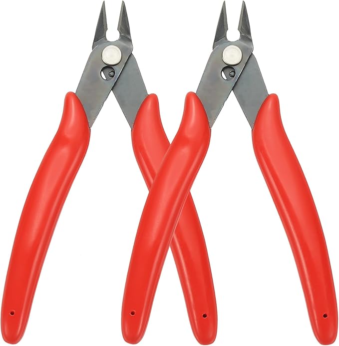 HARFINGTON 2pcs 5" Flush Cut Pliers Small Precision Wire Cutter Side Cutter Diagonal Cutting Pliers for Jewelry Model Electronic 3D Print, Red