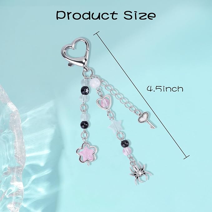 Y2K Keychain Set Heart Butterfly Pearl Flower Bag Charms,Cute Aesthetic Accessories for Women Gifts Keys Bags Purse