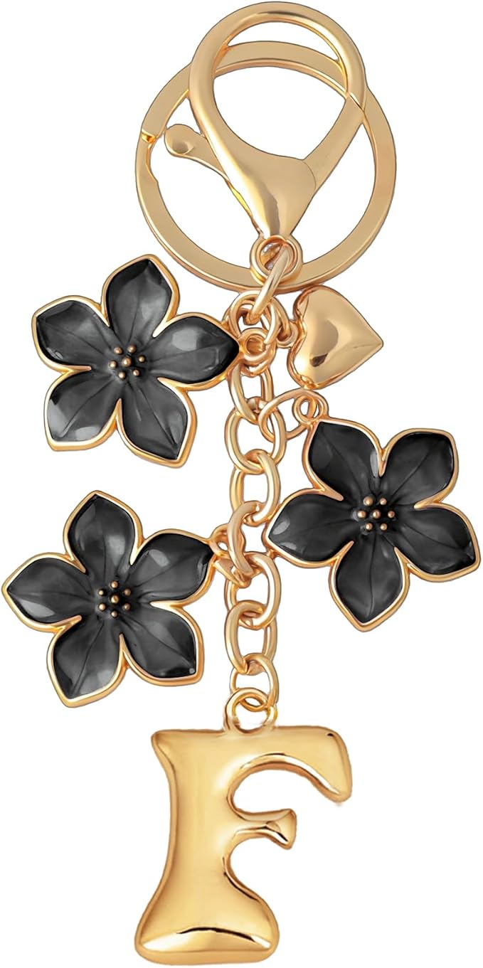Snycler Bubble Initial Keychain Graceful Flower for bags car remote–A-Z Letter Charms for Women