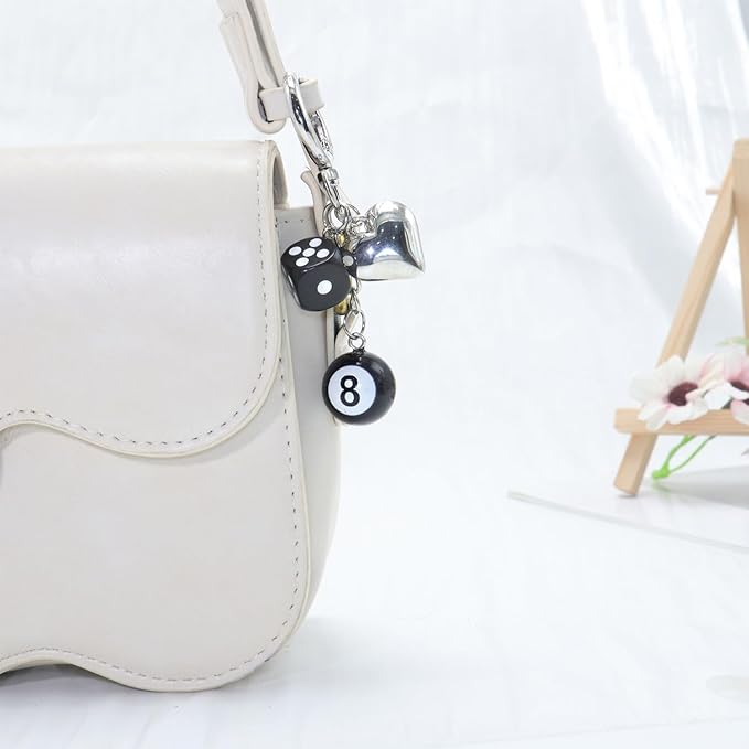 8 Ball Dice Keychain, Y2k Dice Purse Bag Charm with Cherry Star Heart Handbag Accessories for Women Men