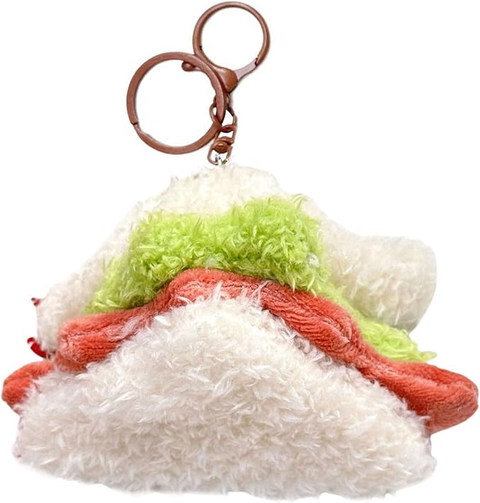 Super Cute Realistic Plush Cherry Cake Sandwich Hamburger Hotdog Bread Keychain Key Ring Bag Charm Pendant