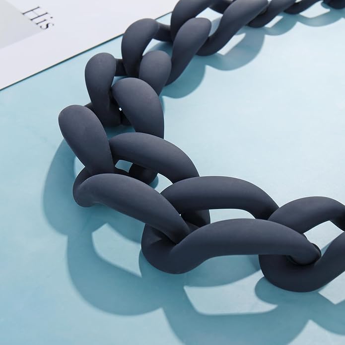 Firstmeet Chunky Acrylic Necklace Smooth Chain Link Cool Statement Choker Cuban Style Jewelry Gift for Women