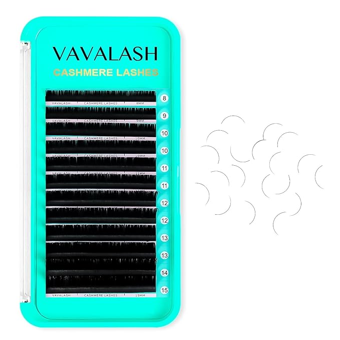 VAVALASH Cashmere Lashes 0.03/0.05/0.07/0.1/0.12/0.18/0.2 Premium Lashes Volume Lash Extensions Individual Silk Lashes, Soft Super Matte Black Profession Eyelash Extension Supplies (0.18-C-13-20MM)