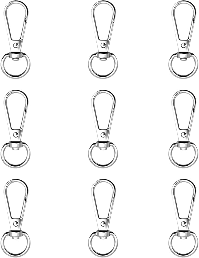 12pcs Swivel Push Gate Snap Hooks Clasps for DIY Crafts Keychain Clip Purse Handbag Making Accessories (Silver,Medium(38mm))