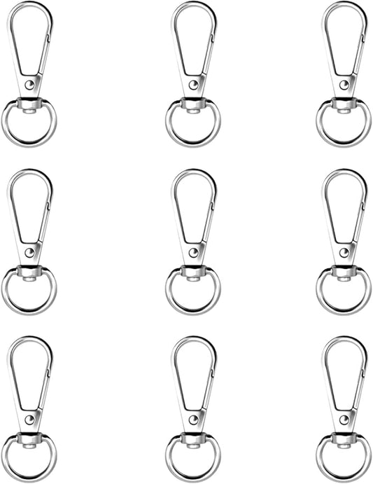 12pcs Swivel Push Gate Snap Hooks Clasps for DIY Crafts Keychain Clip Purse Handbag Making Accessories (Silver,Medium(38mm))