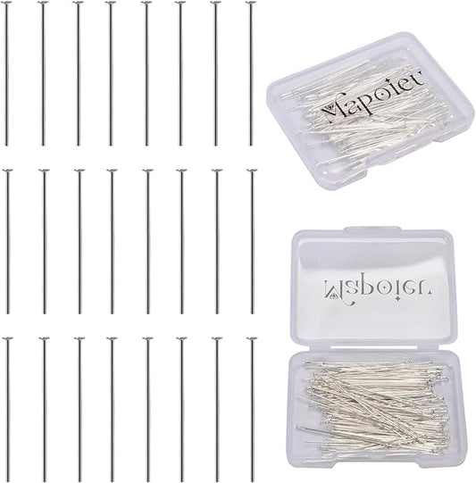 100pcs 50mm 925 Silver Filled Flat Head Pins DIY Crafts Beads Charms Earring Bracelet Jewelry Making Accessories Supplies