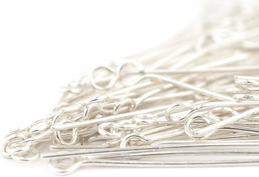 The Bead Chest Silver 21 Gauge 1.5 Inch Eye Pins (Approx 100 Pieces)
