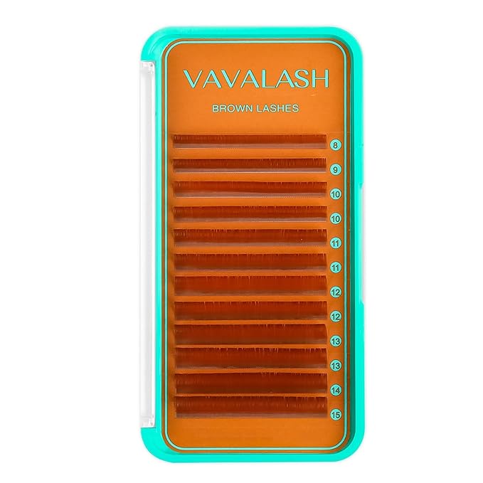 VAVALASH Colored Lash Extensions Light Brown Eyelash Extensions 0.03 0.05 0.07 0.1 0.15 Volume Lash Extension 8-15mm Mixed Lashes L Curl Premium color Lashes Extension(Light Brown-0.03-L-8-15mm)