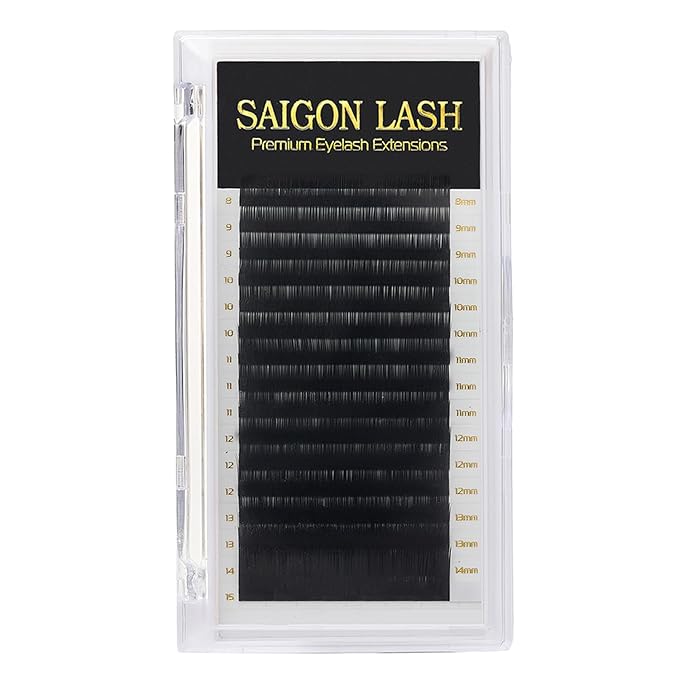 SAIGON LASH Camellia Eyelash Extensions, Layered Volume Lashes for Professionals, B/C/CC/D/DD Curl, 8-15mm Mixed Length, 0.07 Thickness, Soft Korean PBT Fiber, 16 Rows Tray (DD-0.07)
