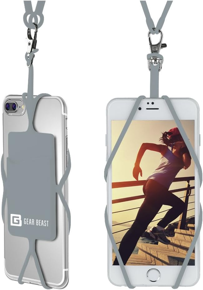 Gear Beast Cell Phone Lanyard - Universal Neck Phone Holder w/Card Pocket and Silicone Neck Strap - Compatible with Most Smartphones, Harbor Mist