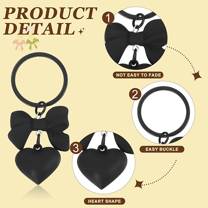 PATIKIL Cute Heart Keychain for Women, Bow Heart Purse Charm Bag Charm Accessories for Handbag Car Purse Backpack Wallet