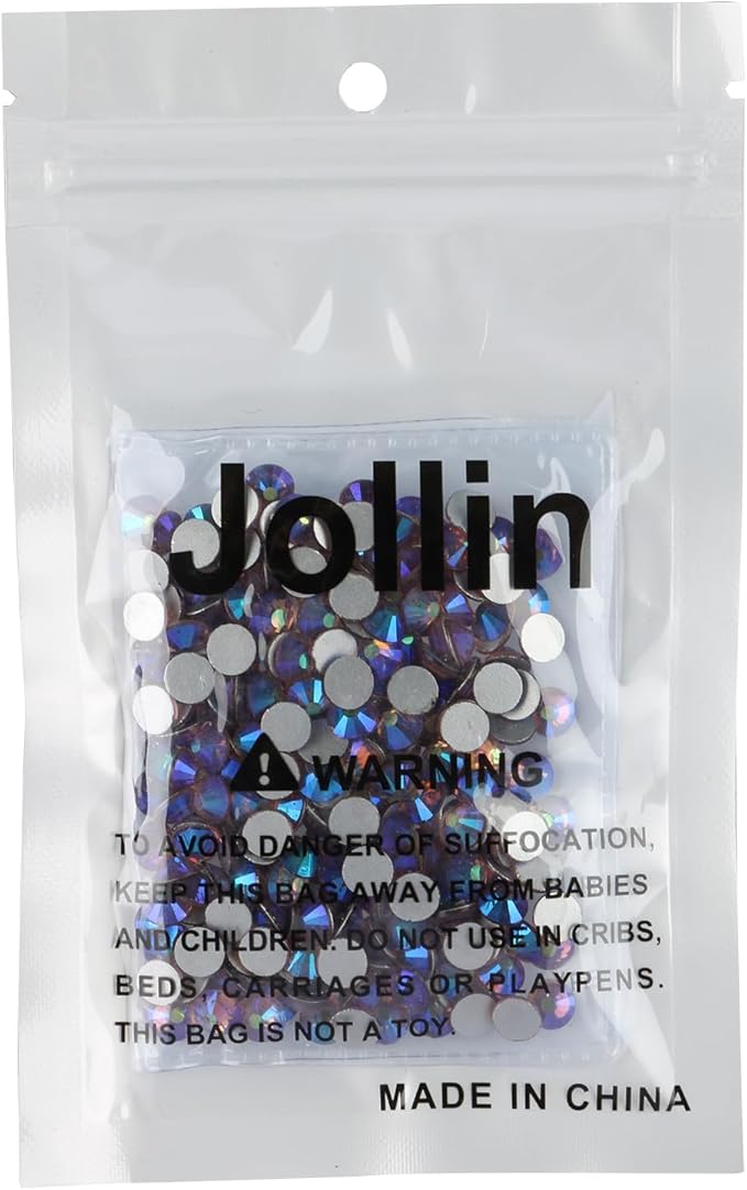 Jollin Glue Fix Crystal Flatback Rhinestones Glass Diamantes Gems for Nail Art Crafts Decorations Clothes Shoes 6.4mm (ss30 288pcs, Light Purple AB)