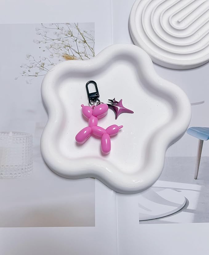 LAEKOU Cute Star Balloon Dog Keychain, Y2K Bag Charms Keychains Accessories for Women, Aesthetic Key Chain