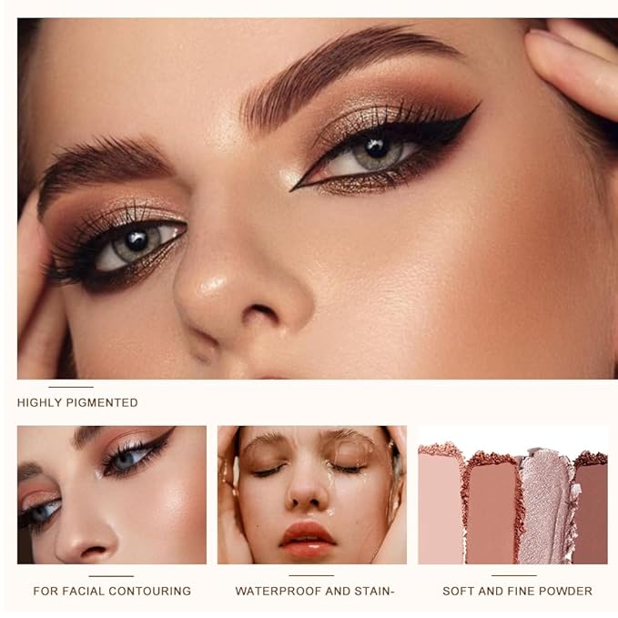 Neutral Eyeshadow Palette 5 Colors, Nude Brown Matte & Subtle Shimmer Shades, Highly Pigmented Blendable Long-Lasting Powder, Smooth No-Fallout Daily Eye Makeup Palette for Work and Natural Looks-C03