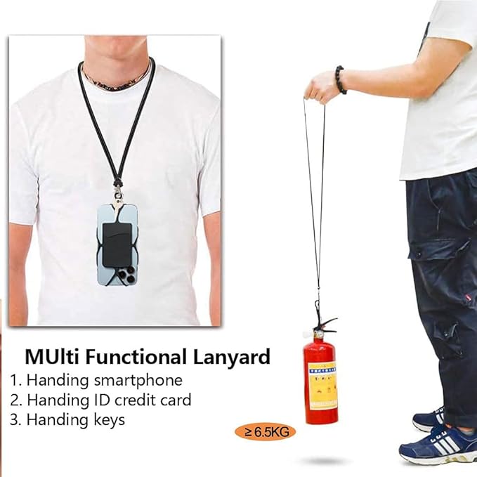 2 Packs Cell Phone Lanyard Crossbody Adjustable Neck Phone Holder with Card Pocket, Universal Silicone Neck Strap Phone Lanyards for Around the Neck Compatible with Most Smartphones