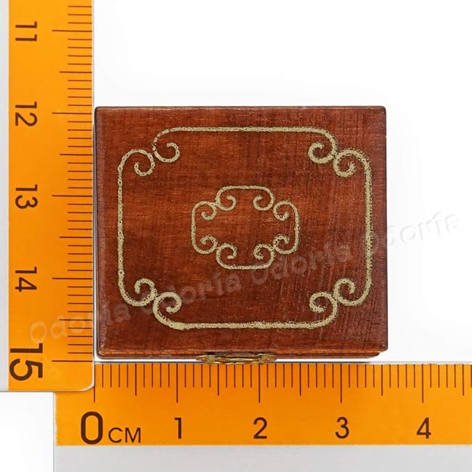 Odoria Dollhouse Jewelry Box Miniature: 1/12 Scale Makeup Box Organizer for Bedroom Victorian - Mini Treasure Chest Vintage Antique - Tiny DIY for Craft Wooden