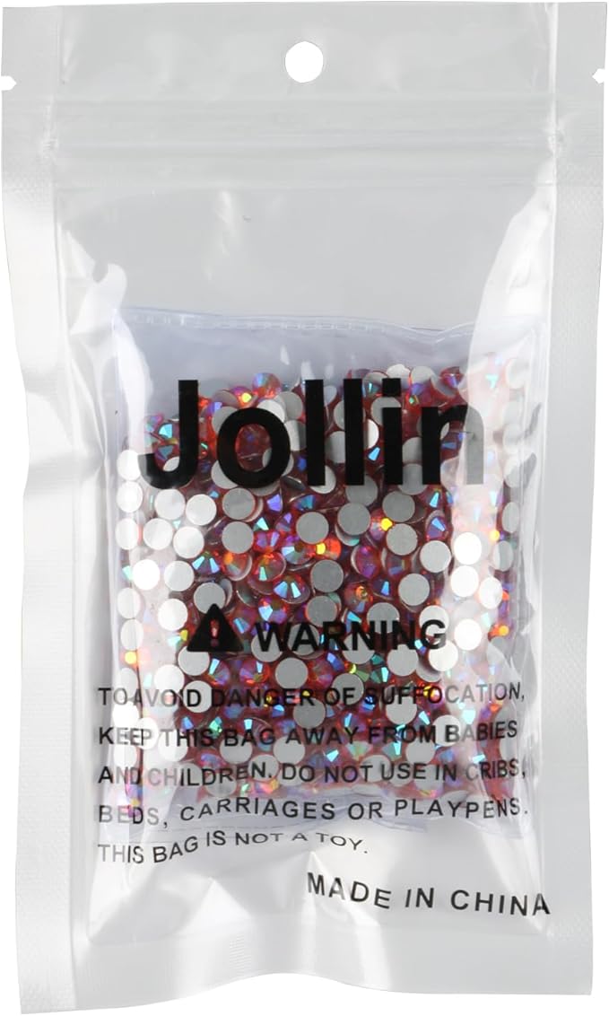 Jollin Glue Fix Crystal Flatback Rhinestones Glass Diamantes Gems for Nail Art Crafts Decorations Clothes Shoes(ss20 1440pcs, Red AB)