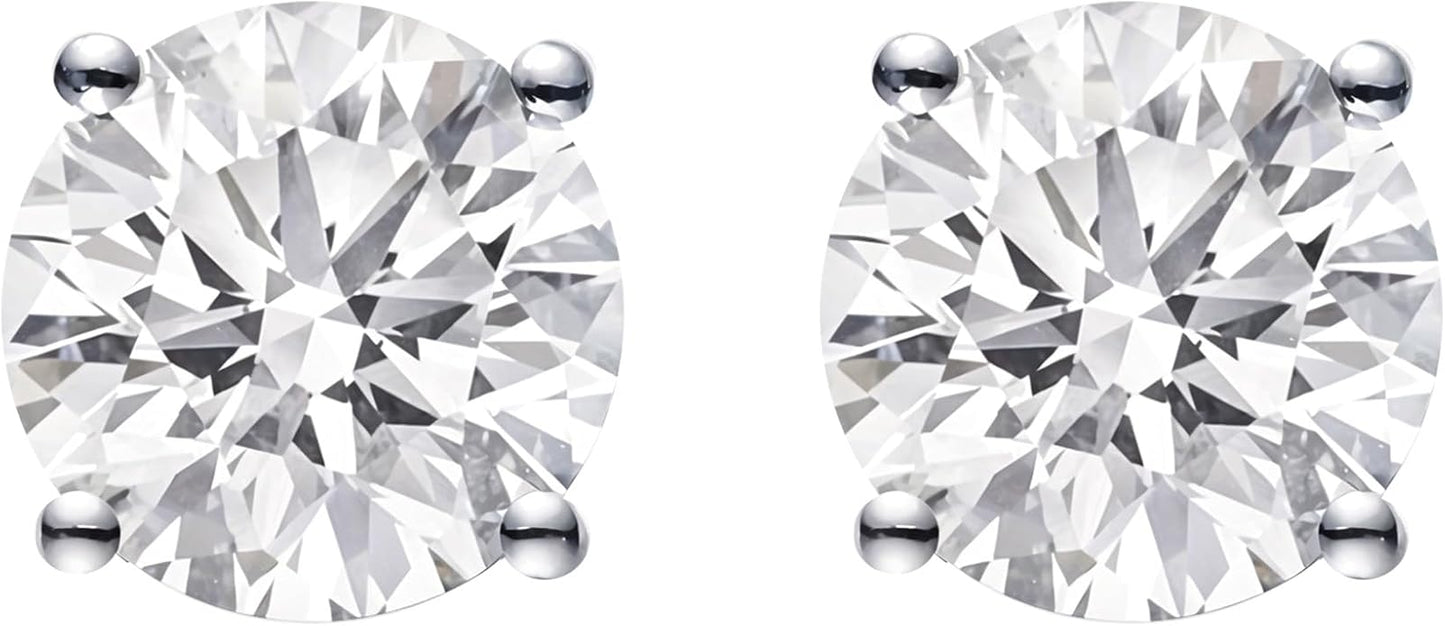 IGI Certified LAB-GROWN Round Cut Diamond Earrings 4 Prong (D-F Color, VS Clarity) Diamond Stud Earrings for Women, Elegant Stud Earrings