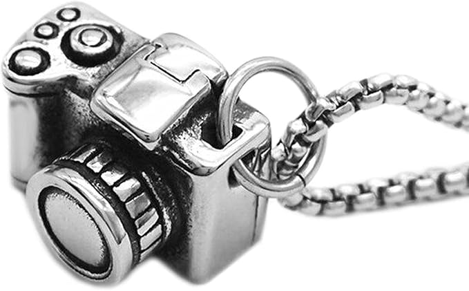 Stainless Steel Photographer Camera Charm Pendant Necklace Jewelry Men Women with 25" Chain