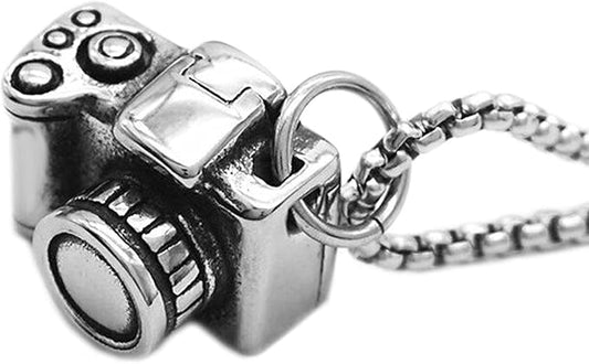 Stainless Steel Photographer Camera Charm Pendant Necklace Jewelry Men Women with 25" Chain